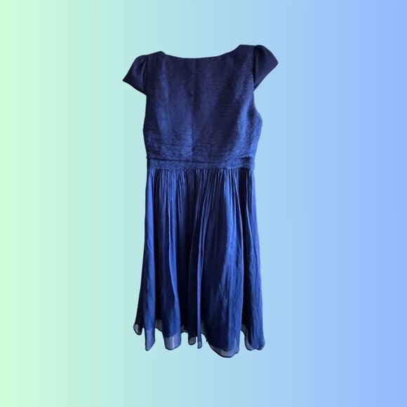 J. Crew Royal Blue silk chiffon faux wrap dress cocktail dress - Picture 2 of 3